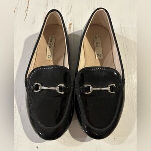 Zara Toddler‎ Girls Black Faux Patent Leather Glossy Loafer Shoes Flats